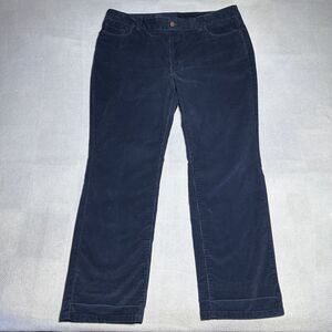 LL Bean Navy Casco Corduroy Favorite Fit High Waist Pants Women's Size 16 Petite